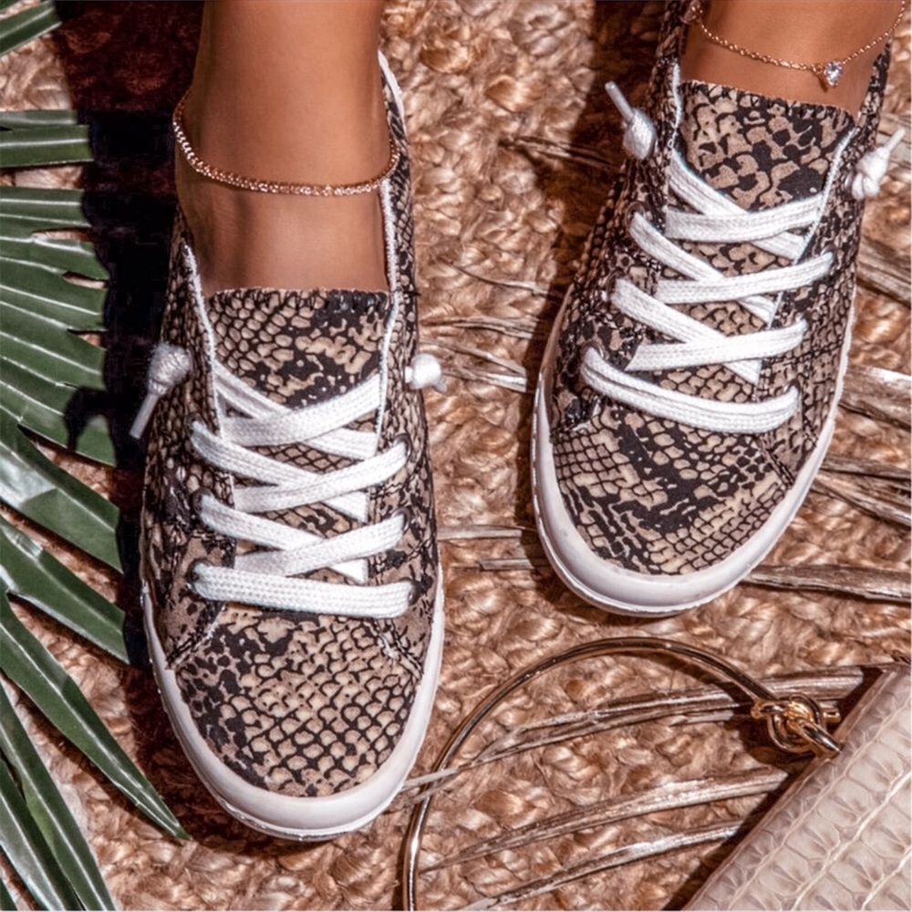 Snake Print Insole Comfort Slip On Sneakers